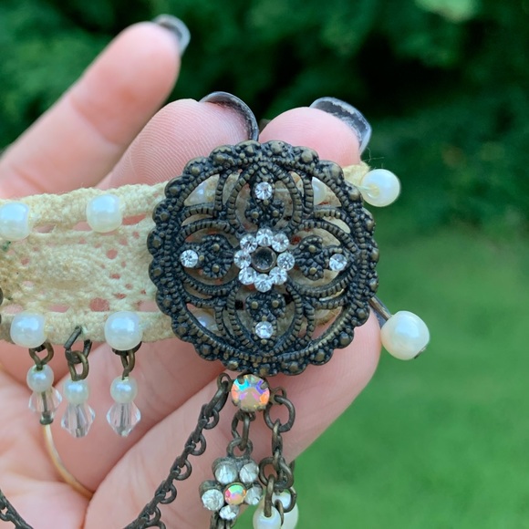 Crystal and Pearl Drape Arm Band - Picture 5 of 9